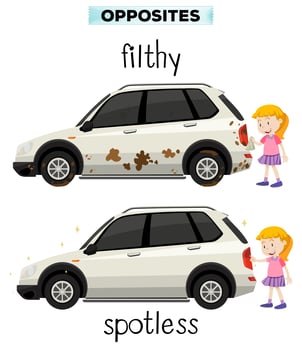 English opposite word filthy and spotless vector