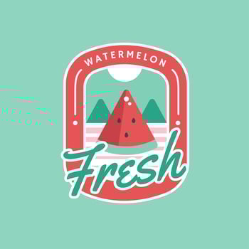  Summer Fresh Watermelon Retro Badge vector