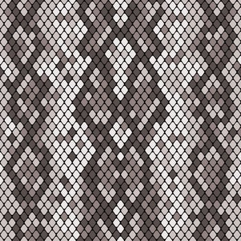 Snakeskin seamless pattern. Realistic texture of snake or another reptile skin. Gray color. Vector illustartion