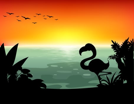 Silhouette lake vector