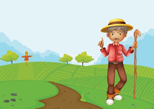 Old man at the farm vector