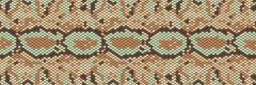 Snakeskin seamless pattern. Realistic texture of snake or another reptile skin. Beige and brown colors. Vector illustartion