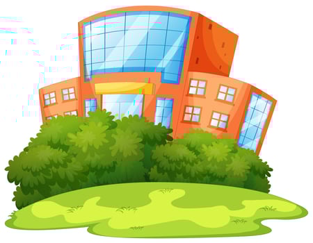 Isoalted school building with nature vector