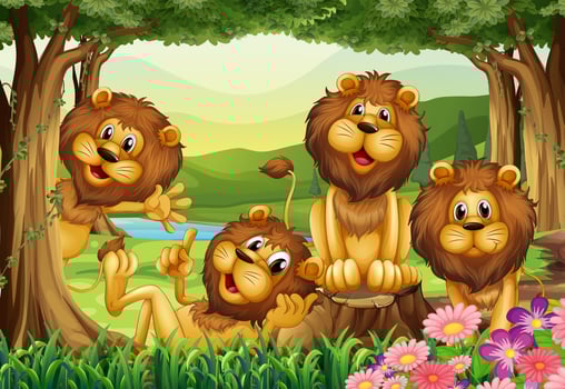 Lion living in the jungle vector