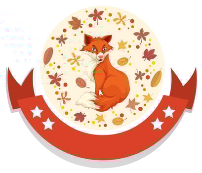 Logo template with fox and leaves vector