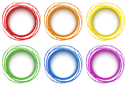 Six rings template in different colors vector