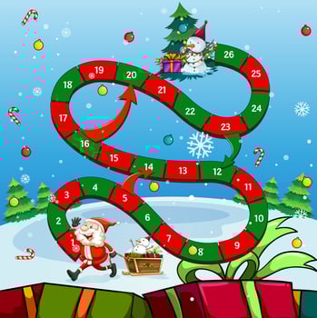 Game template with Santa and tree vector