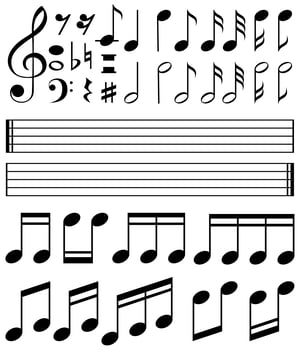 Music notes and line paper template vector