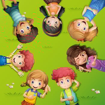 Friends lying back in circle  vector