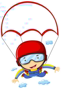 Person doing sky diving in the sky vector