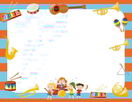 Border template with musical instruments vector
