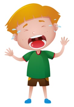 Little boy crying with tears vector