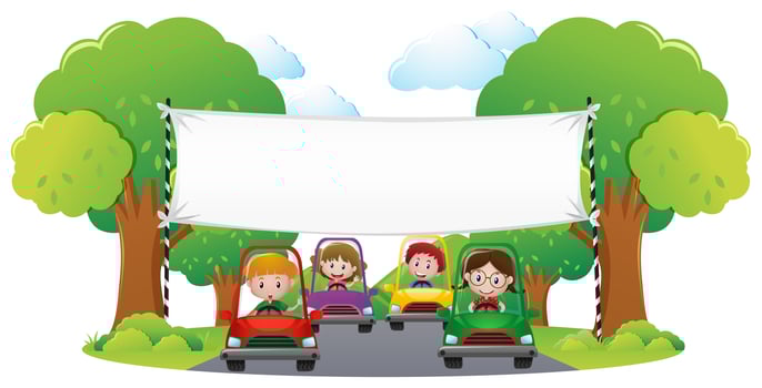 Banner template with kids racing car vector