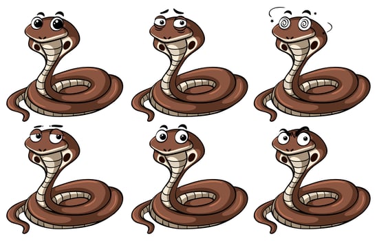 Cobra snakes with different emotions vector