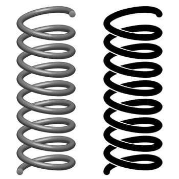 Spring Vector Illustration in 3D Metal and Black Line Drawing
