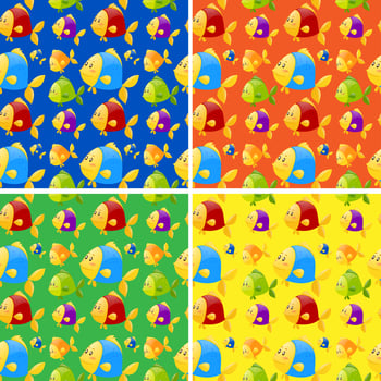 Seamless background with colorful fish vector