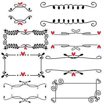 Hand drawn sketched line border wedding art vector illustration