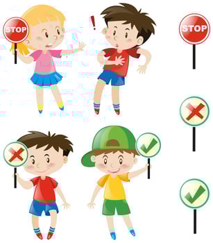 Kids with different signs vector