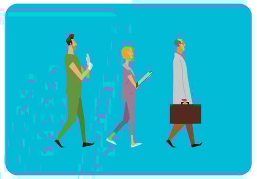 Healthcare Characters Walking Vector