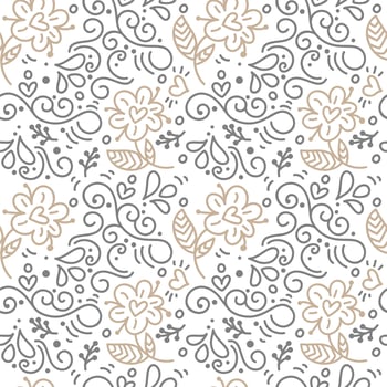 Seamless pattern with hand painted leaves in Scandinavian style vector