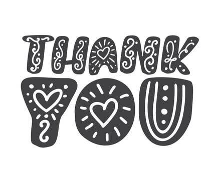 Thank You handwritten scandinavian inscription. Hand drawn lettering. Thank You calligraphy. Thank you card. Vector illustration Isolated on white background