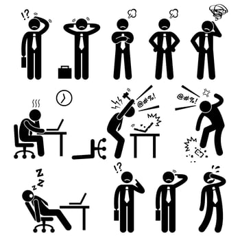Businessman Business Man Stress Pressure Workplace Stick Figure Pictogram Icon. vector