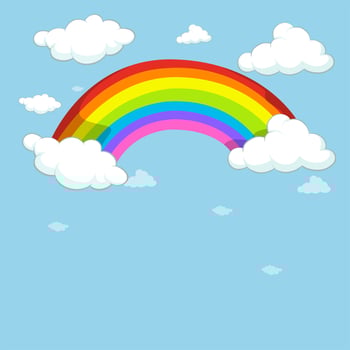 Blue sky with colorful rainbow vector
