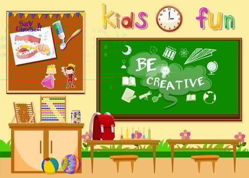 Kindergarten classroom without children vector