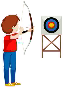 Man shooting arrow at the target vector