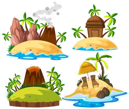 Set of isolated island vector