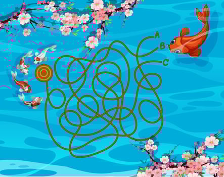 Koi fish maze game vector