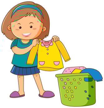 Little girl doing laundry vector