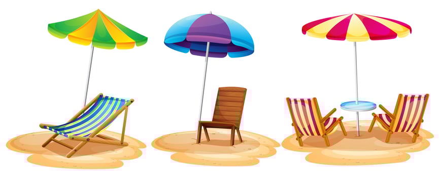 Many seats on the beach vector