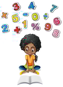 Little girl studying math vector