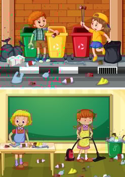 A Set of People Cleaning vector