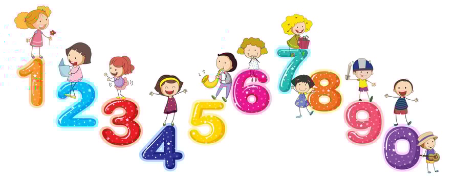 Counting numbers with little kids vector