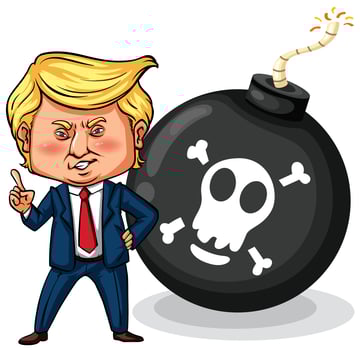 US president Trump with bomb vector