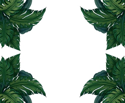 Background design with green leaves vector