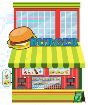 Exterior of burger shop vector