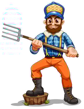 A farmer holding rake vector