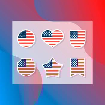 Flat Modern American Flag Set Collection vector