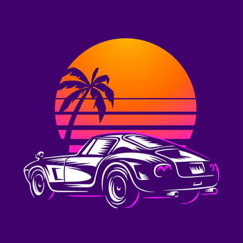 Retro Car Illustration Vector