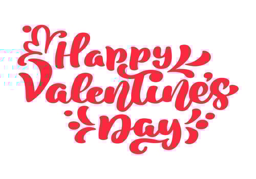 Happy Valentines Day vector typography poster with handwritten red calligraphy text, isolated on white background. valentine Illustration