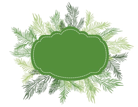 Green Vector illustration Christmas frame background with fir-tree branches