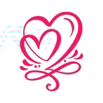 Two lover calligraphic hearts vector