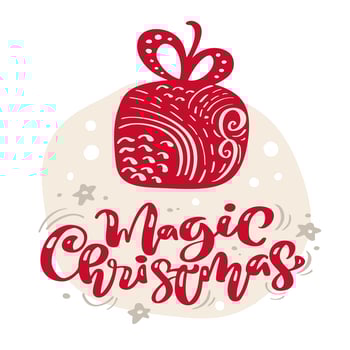 Hand drawn scandinavian illustration star. Magic Christmas calligraphy vector lettering text. xmas greeting card. Isolated objects