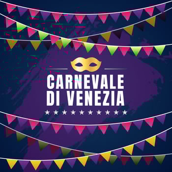 Carnevale Di Venezia Typographic Vector Design With Carnival Mask Symbol Element Background