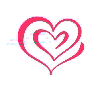 Two love heart signs. Romantic. Vector illustration icon symbol - join passion and wedding. Template for t shirt, card, poster. Design flat element Valentines day