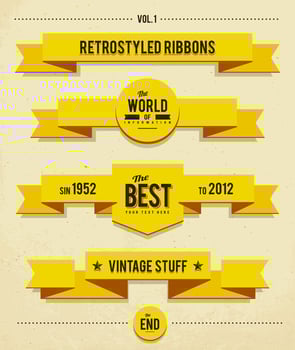 Retro syled ribbons vector set