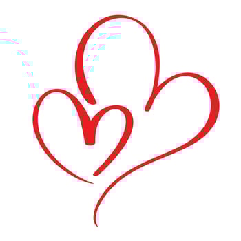 Two lovers heart. Handmade vector calligraphy. Decor for greeting card, mug, photo overlays, t-shirt print, flyer, poster design